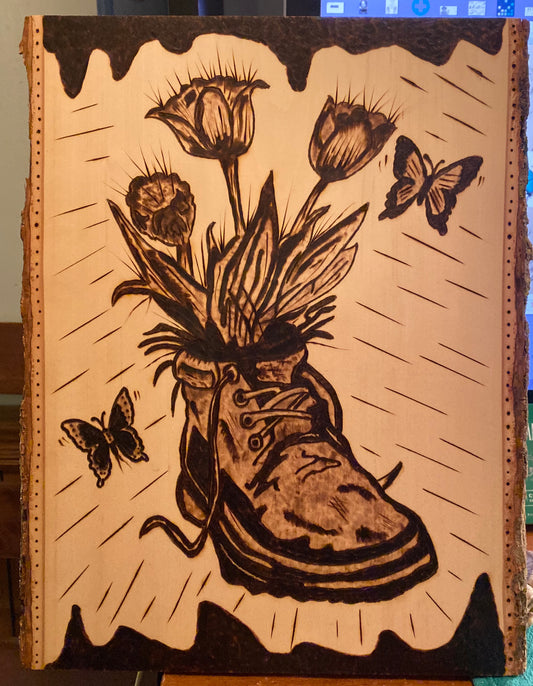 Wood Burned Plank 10#